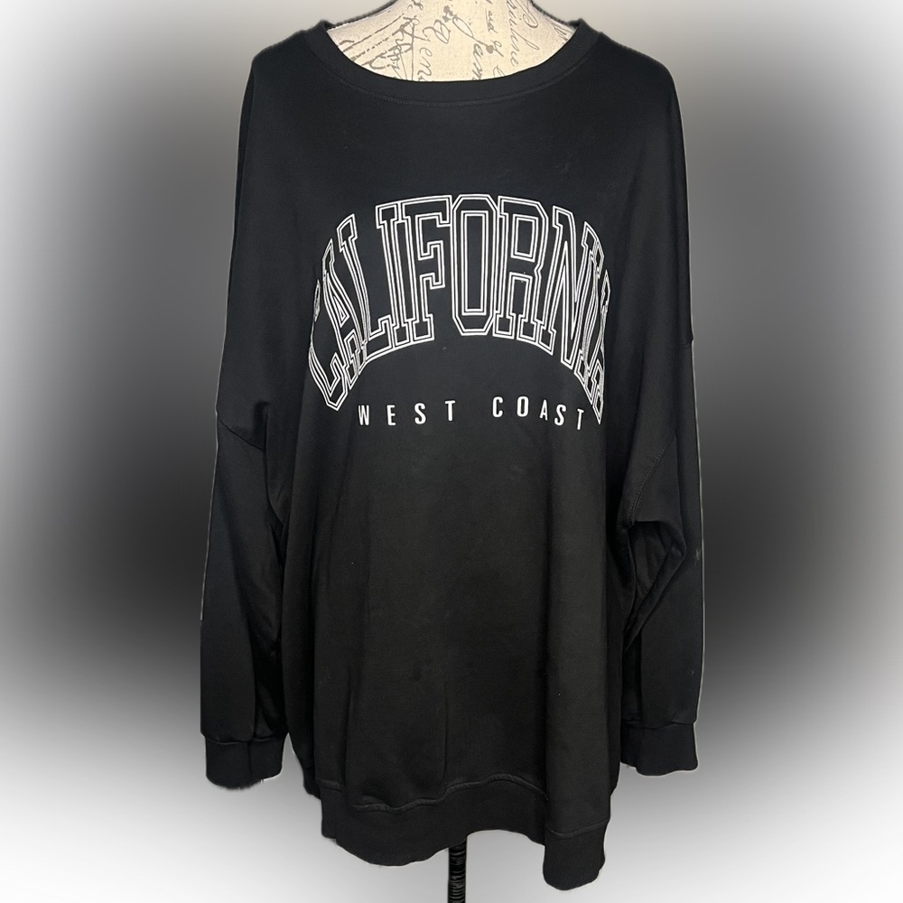 Black Oversized Long Sleeve Sweatshirt - Picture 2 of 4